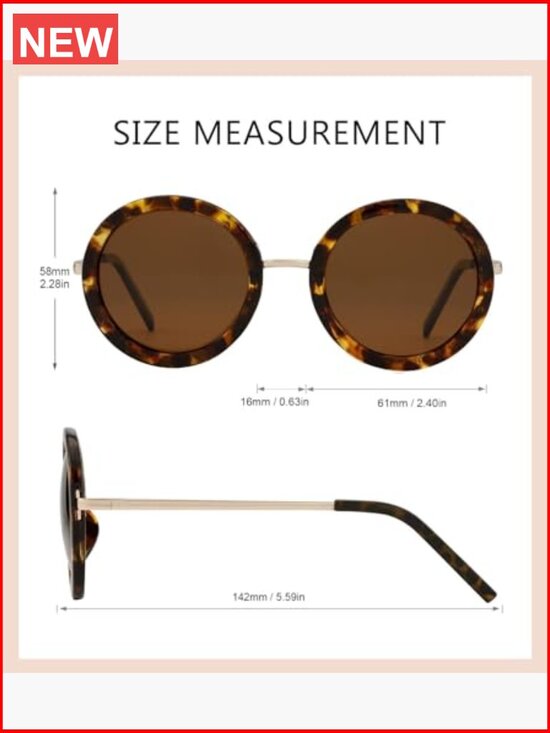 Polarized Retro Round Sunglasses with UV Protection main image 6